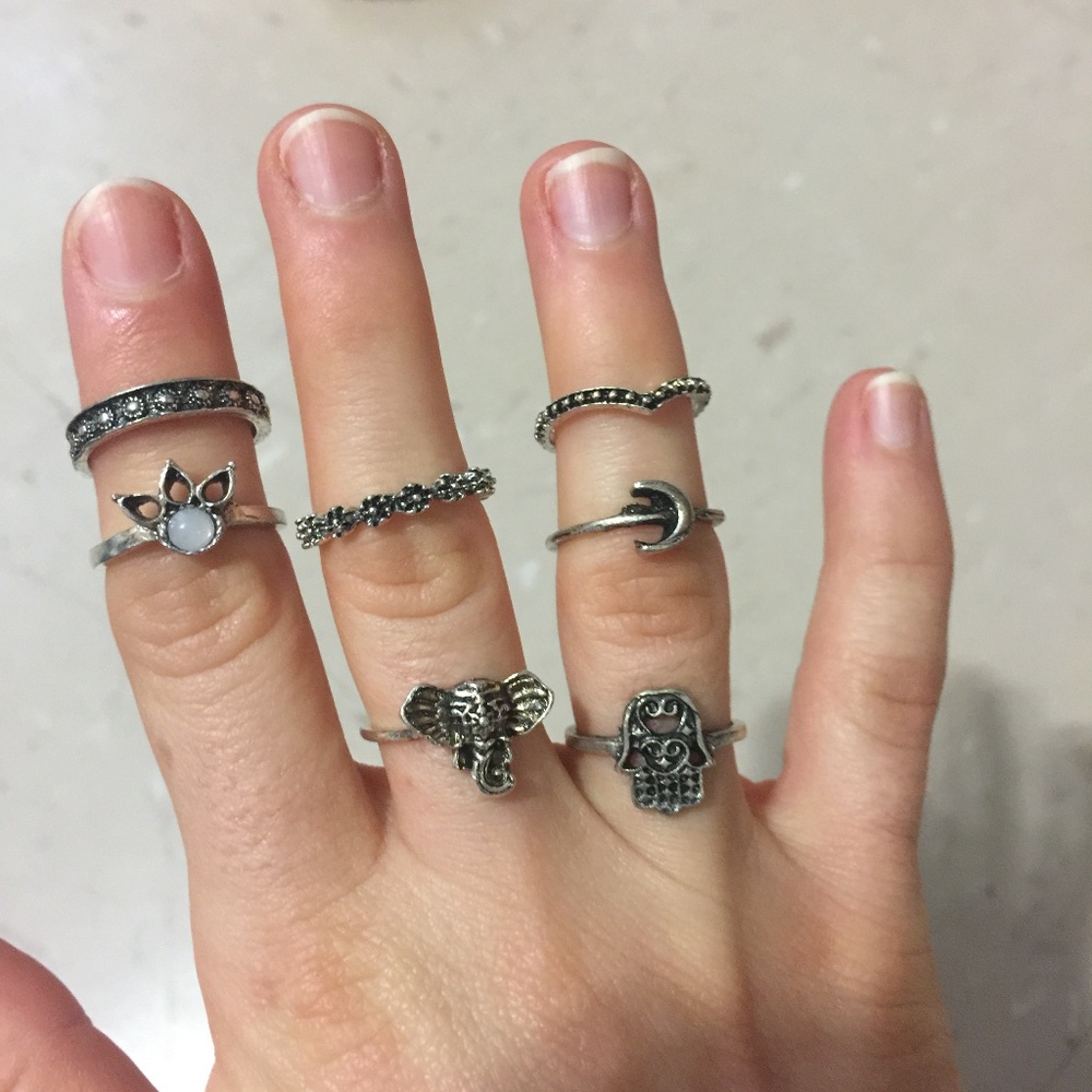13 midi tips set boho festival hippie rings